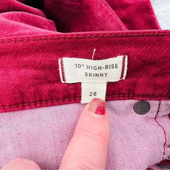 Madewell 10" High Rise Skinny Size 28 Velvet Pants Holiday Party Stretch - Picture 4 of 12